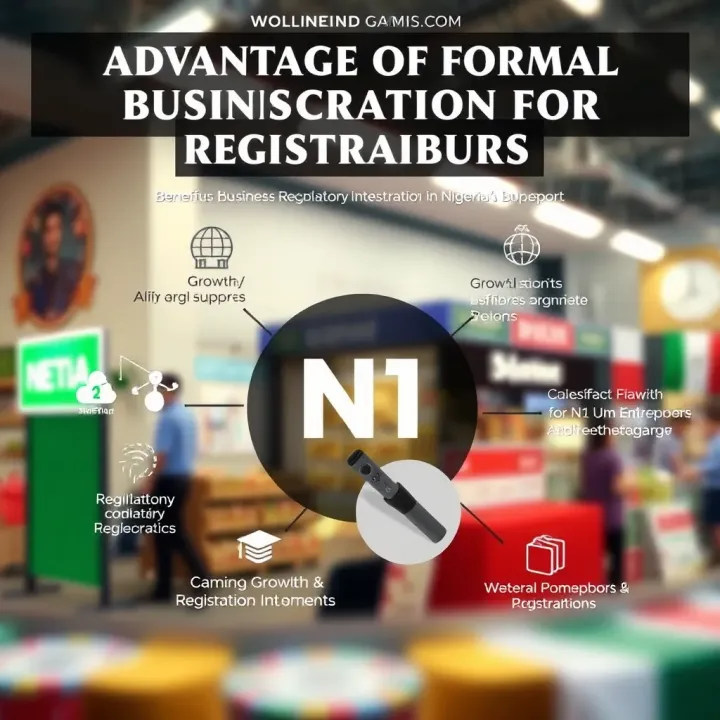 Advantages of Formal Business Registration for Nigerian Entrepreneurs Graphic showing benefits of business registration including growth and regulatory support