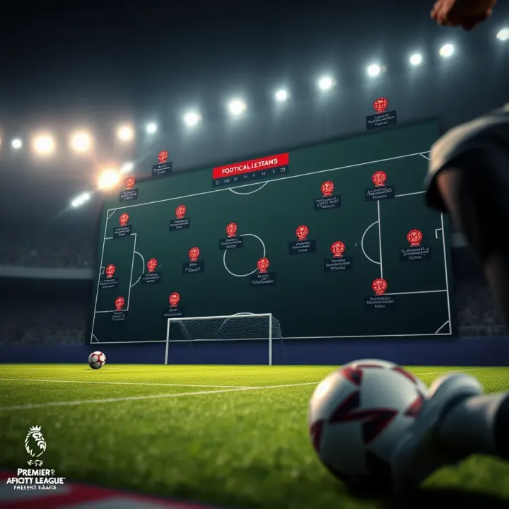Football Tactical Analysis and Team Formations Tactical football board with team strategies and player formations