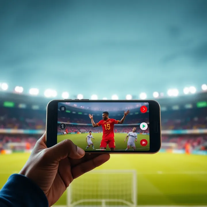 Stream Live Football on Live Sport N1 in Nigeria Smartphone displaying live football match with vibrant stadium background