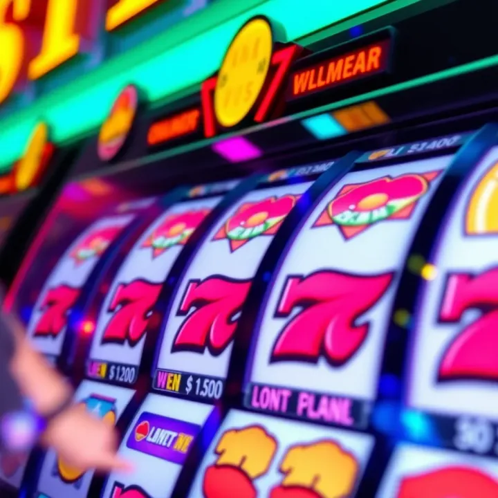 Colorful slot machine reels showing winning combinations