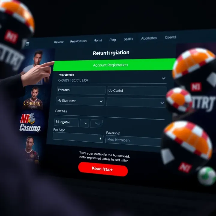 User interface showing account registration form on N1 betting platform with clear fields for personal details