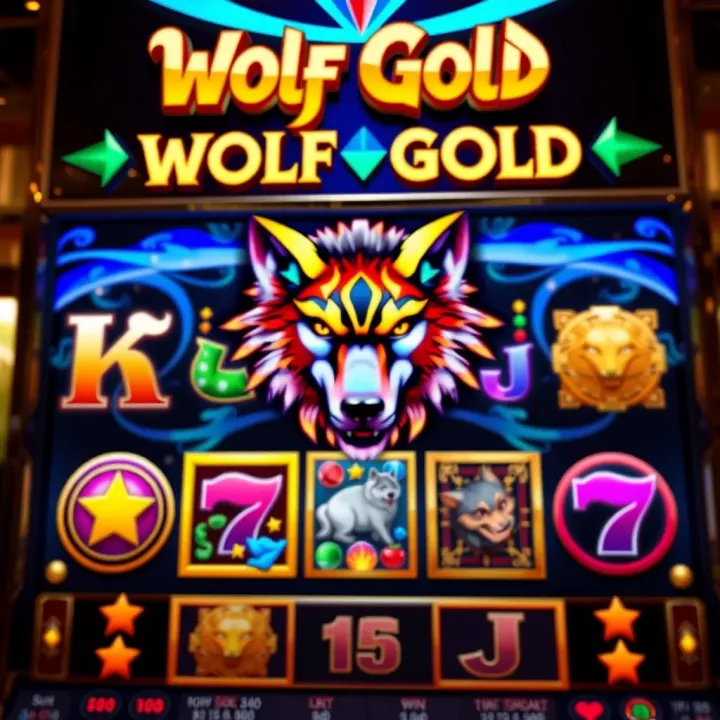 Interface of Wolf Gold slot game showing vibrant symbols and spinning reels on N1 platform