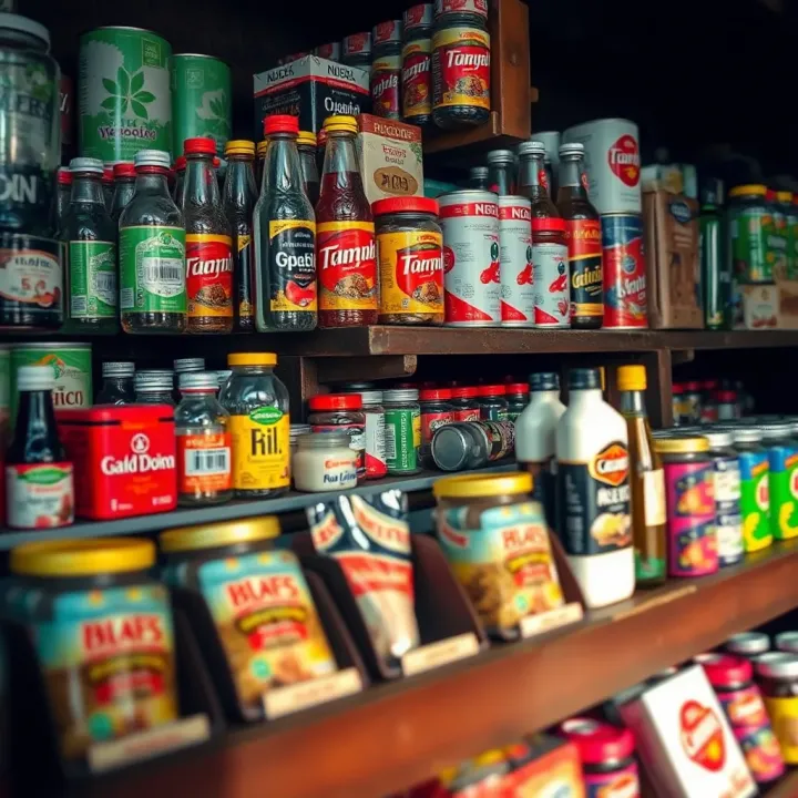 Assorted goods displayed inside a local Nigerian shop reflecting cultural retail practices
