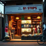 Exterior view of a traditional retail shop in a Nigerian neighborhood showcasing local goods