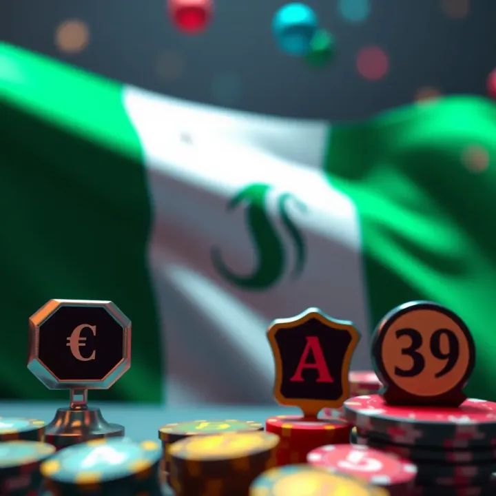 Nigerian flag background with icons representing fast and convenient casino payment methods