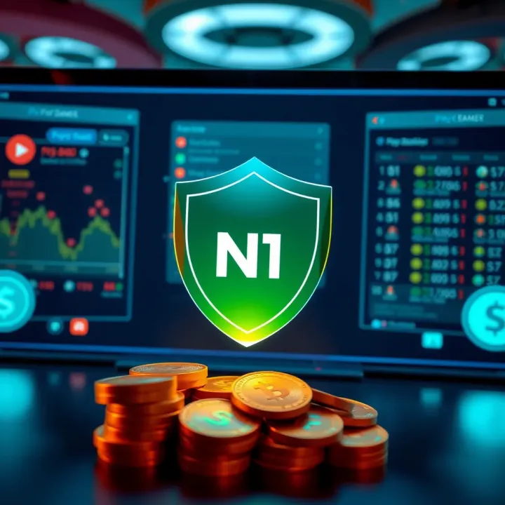 Conceptual representation of secure online transactions with a shield symbol and currency icons