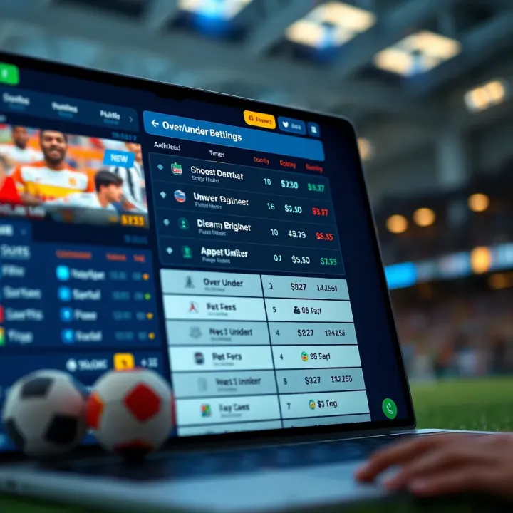 Trusted Online Platforms for Over/Under Sports Betting Visual representation of a digital sports betting platform displaying over/under options