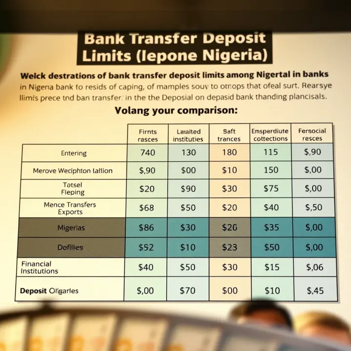 Comparison of Bank Transfer Deposit Limits Among Nigerian Banks Illustration of bank transfer limits comparison chart highlighting variations among financial institutions in Nigeria