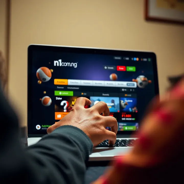 User navigating the n1 com ng homepage on a laptop